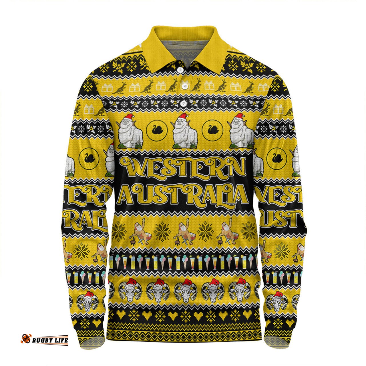 Western Australia Big Things Christmas Custom Long Sleeve Polo Shirt - Giant Ram Long Sleeve Polo Shirt