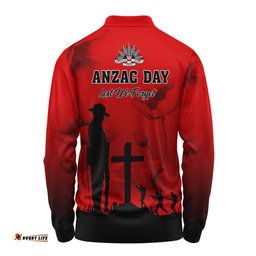 Australia Long Sleeve Polo Shirt Anzac Day Lest We Forget Red Poppy