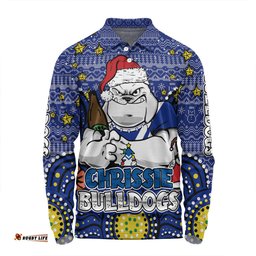 Canterbury-Bankstown Bulldogs Christmas Custom Long Sleeve Polo Shirt - Christmas Knit Patterns Vintage Jersey Ugly Long Sleeve Polo Shirt