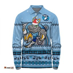 New South Wales Cockroaches Christmas Custom Long Sleeve Polo Shirt - Ugly Xmas And Aboriginal Patterns For Die Hard Fan Long Sleeve Polo Shirt