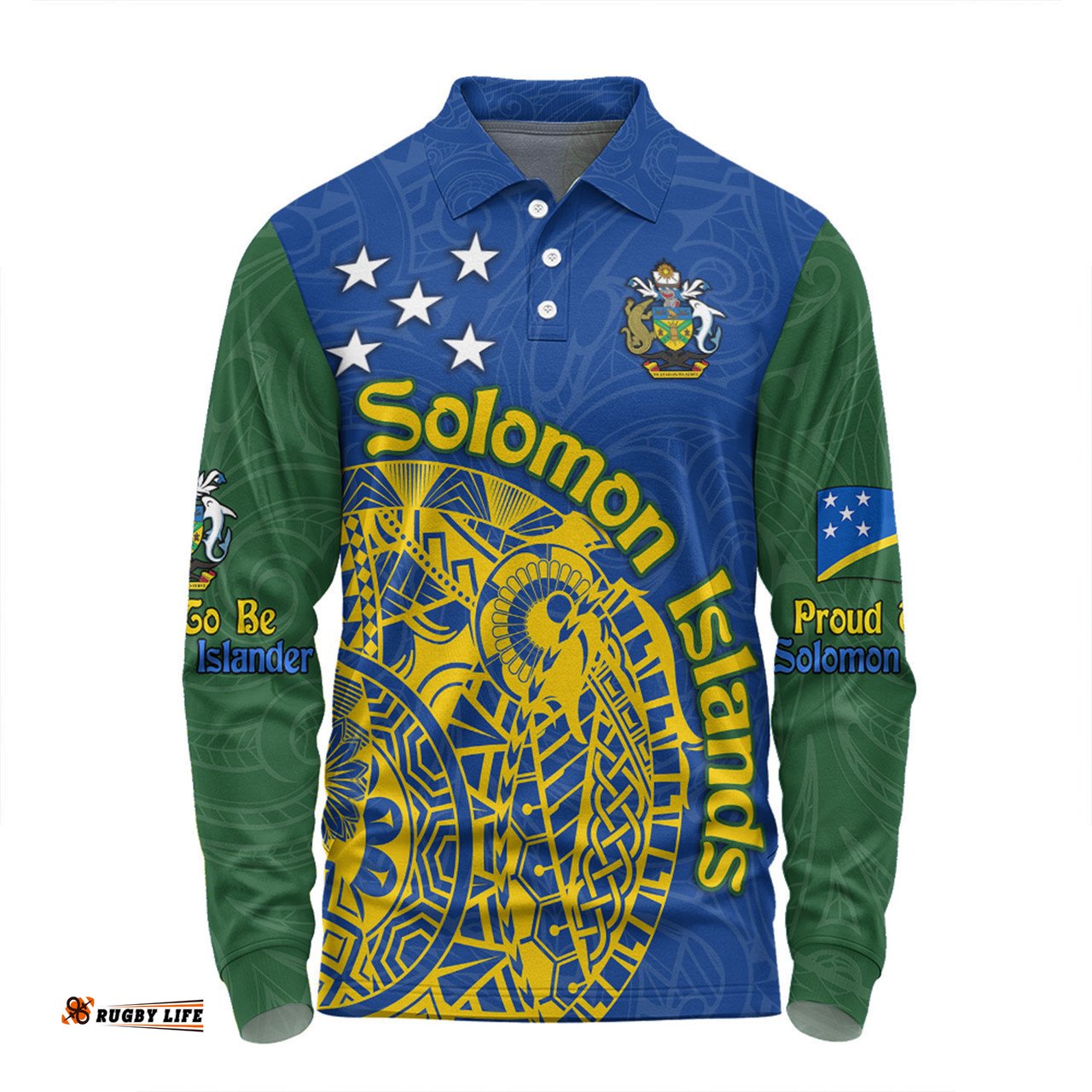 Australia  South Sea Islanders Long Sleeve Polo Shirt - Proud To Be Solomon Islander In Polynesian Pattern Inspired Long Sleeve Polo Shirt