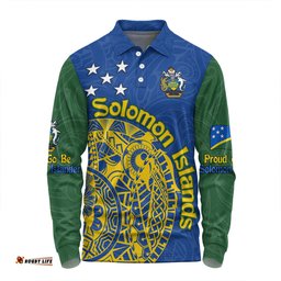Australia  South Sea Islanders Long Sleeve Polo Shirt - Proud To Be Solomon Islander In Polynesian Pattern Inspired Long Sleeve Polo Shirt