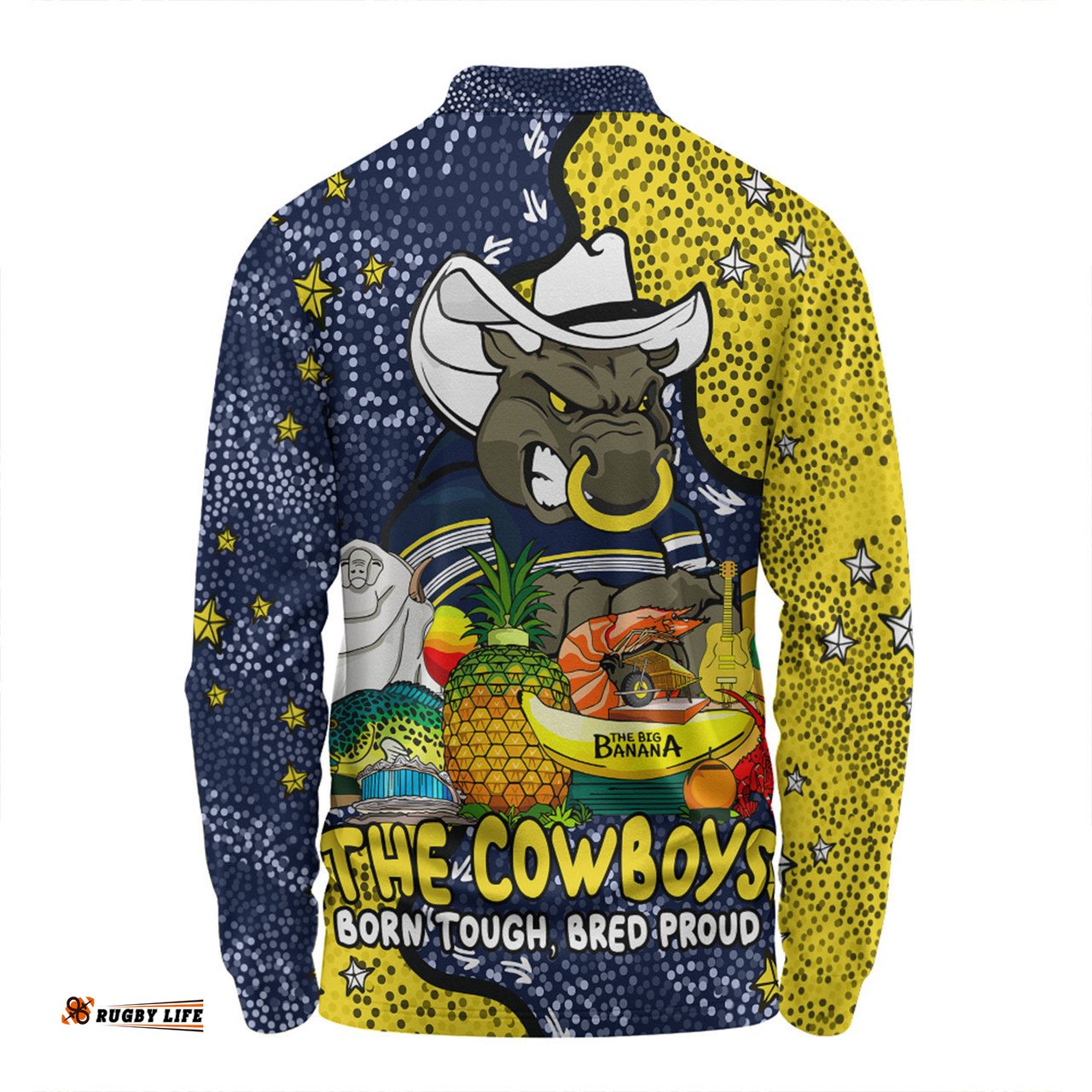North Queensland Cowboys Custom Long Sleeve Polo Shirt - Australian Big Things Long Sleeve Polo Shirt