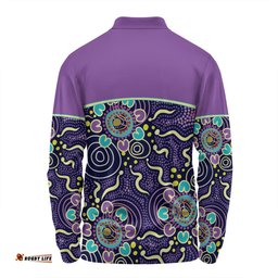 Australia Aboriginal Custom Long Sleeve Polo Shirt - Purple Painting With Aboriginal Inspired Dot Long Sleeve Polo Shirt