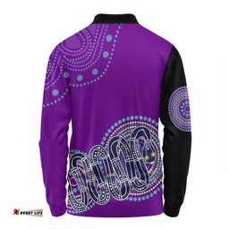 Australia Aboriginal Custom Long Sleeve Polo Shirt - Purple Rainbow Serpent Dreaming Inspired Long Sleeve Polo Shirt