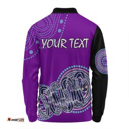 Australia Aboriginal Custom Long Sleeve Polo Shirt - Purple Rainbow Serpent Dreaming Inspired Long Sleeve Polo Shirt