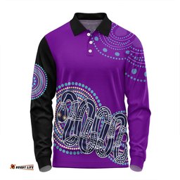 Australia Aboriginal Custom Long Sleeve Polo Shirt - Purple Rainbow Serpent Dreaming Inspired Long Sleeve Polo Shirt