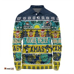 North Queensland Cowboys Christmas Aboriginal Custom Long Sleeve Polo Shirt - Indigenous Knitted Ugly Xmas Style Long Sleeve Polo Shirt