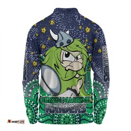 Canberra Raiders Custom Long Sleeve Polo Shirt - Custom With Aboriginal Inspired Style Of Dot Painting Patterns  Long Sleeve Polo Shirt
