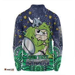 Canberra Raiders Custom Long Sleeve Polo Shirt - Custom With Aboriginal Inspired Style Of Dot Painting Patterns  Long Sleeve Polo Shirt