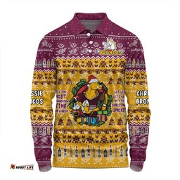Brisbane Broncos Christmas Custom Long Sleeve Polo Shirt - Chrissie Spirit Long Sleeve Polo Shirt