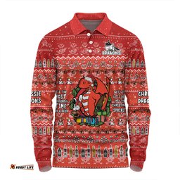 St. George Illawarra Dragons Christmas Custom Long Sleeve Polo Shirt - Chrissie Spirit Long Sleeve Polo Shirt