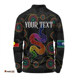Australia Aboriginal Custom Long Sleeve Polo Shirt - Indigenous Dreaming Rainbow Serpent Inspired Long Sleeve Polo Shirt