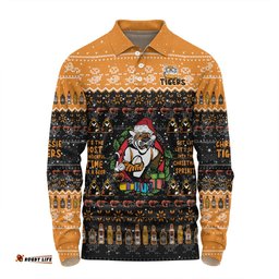 Wests Tigers Christmas Custom Long Sleeve Polo Shirt - Chrissie Spirit Long Sleeve Polo Shirt