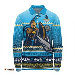 Gold Coast Titans Christmas Custom Long Sleeve Polo Shirt - Ugly Xmas And Aboriginal Patterns For Die Hard Fan Long Sleeve Polo Shirt