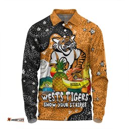 Wests Tigers Custom Long Sleeve Polo Shirt - Australian Big Things Long Sleeve Polo Shirt