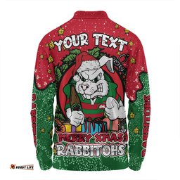 South Sydney Rabbitohs Custom Long Sleeve Polo Shirt - Merry Christmas Our Beloved Team With Aboriginal Dot Art Pattern Long Sleeve Polo Shirt