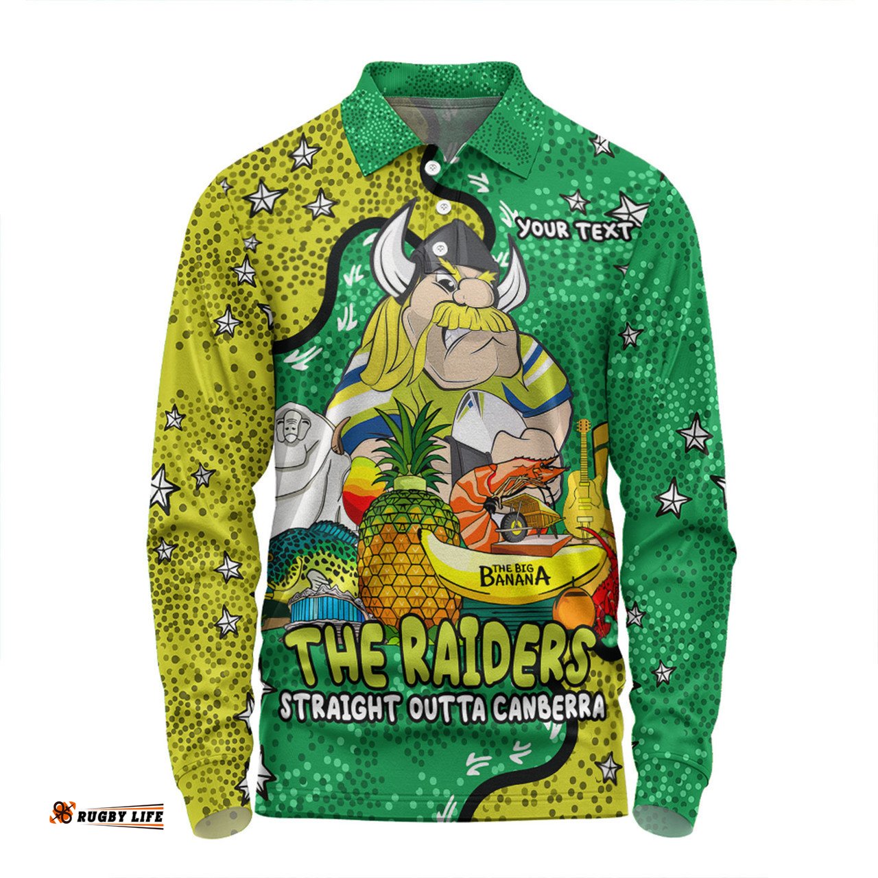 Canberra Raiders Custom Long Sleeve Polo Shirt - Australian Big Things Long Sleeve Polo Shirt