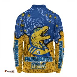 Parramatta Eels Custom Long Sleeve Polo Shirt - Team With Dot And Star Patterns For Tough Fan Long Sleeve Polo Shirt