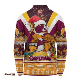 Brisbane Broncos Christmas Custom Long Sleeve Polo Shirt - Broncos Santa Aussie Big Things Christmas Long Sleeve Polo Shirt