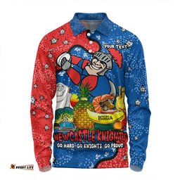 Newcastle Knights Custom Long Sleeve Polo Shirt - Australian Big Things Long Sleeve Polo Shirt