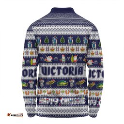 Victoria Christmas Custom Long Sleeve Polo Shirt - Happy Chrissie Ugly Style Long Sleeve Polo Shirt