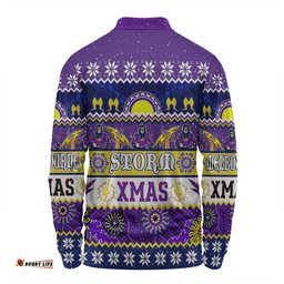 Melbourne Storm Christmas Aboriginal Custom Long Sleeve Polo Shirt - Indigenous Knitted Ugly Xmas Style Long Sleeve Polo Shirt