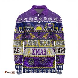 Melbourne Storm Christmas Aboriginal Custom Long Sleeve Polo Shirt - Indigenous Knitted Ugly Xmas Style Long Sleeve Polo Shirt