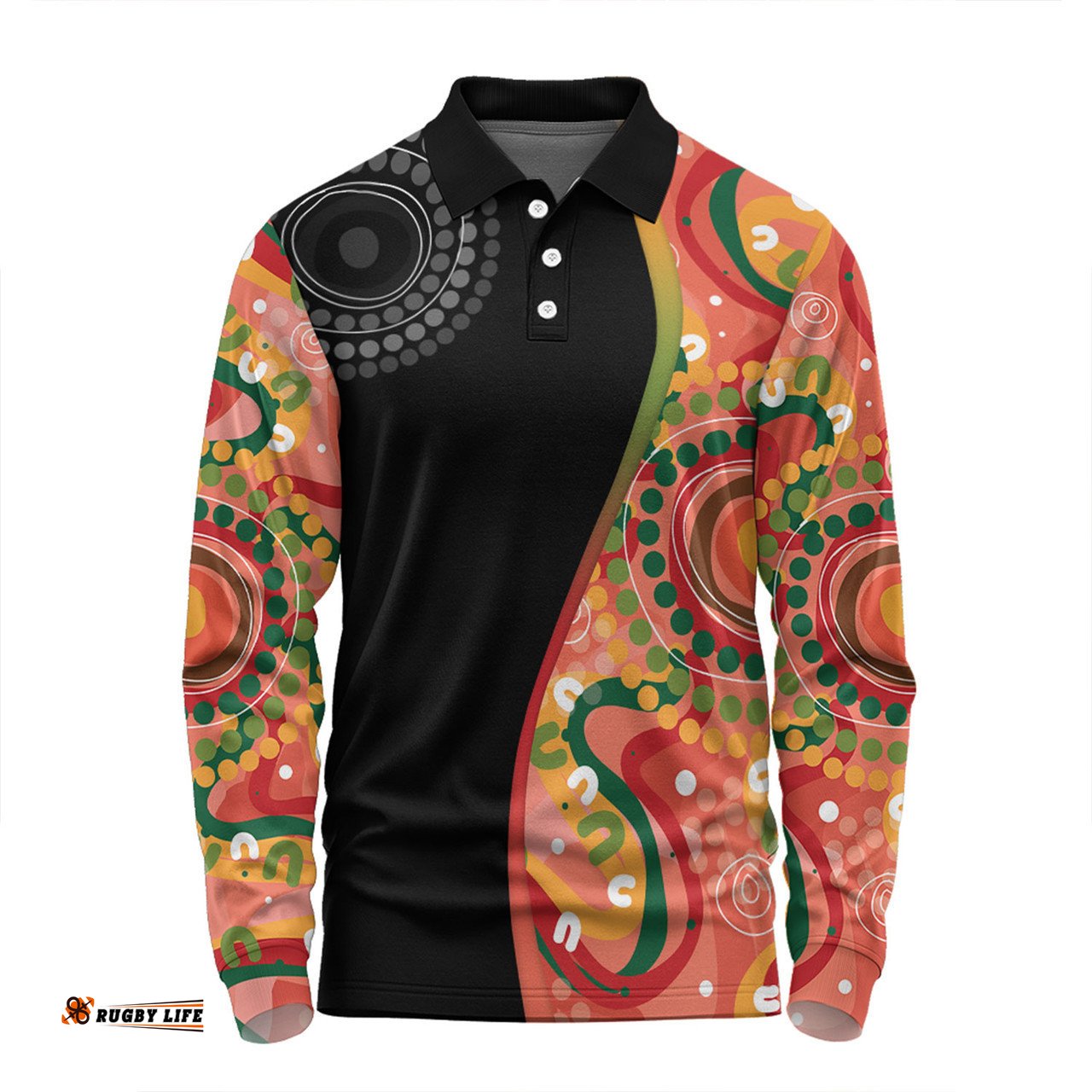 Australia Aboriginal Custom Long Sleeve Polo Shirt - Aboriginal Art Style Abstract Long Sleeve Polo Shirt