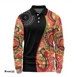 Australia Aboriginal Custom Long Sleeve Polo Shirt - Aboriginal Art Style Abstract Long Sleeve Polo Shirt