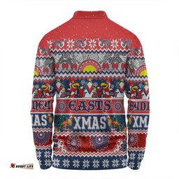 Sydney Roosters Christmas Aboriginal Custom Long Sleeve Polo Shirt - Indigenous Knitted Ugly Xmas Style Long Sleeve Polo Shirt