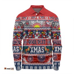 Sydney Roosters Christmas Aboriginal Custom Long Sleeve Polo Shirt - Indigenous Knitted Ugly Xmas Style Long Sleeve Polo Shirt