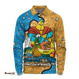 Gold Coast Titans Custom Long Sleeve Polo Shirt - Australian Big Things Long Sleeve Polo Shirt