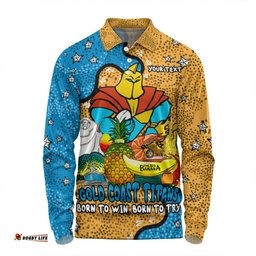 Gold Coast Titans Custom Long Sleeve Polo Shirt - Australian Big Things Long Sleeve Polo Shirt