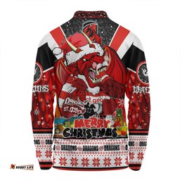 St. George Illawarra Dragons Christmas Custom Long Sleeve Polo Shirt - Dragons Santa Aussie Big Things Long Sleeve Polo Shirt