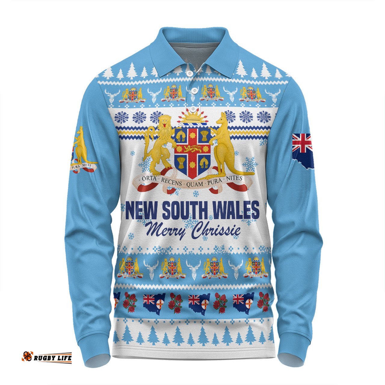 New South Wales Christmas Long Sleeve Polo Shirt - Merry Chrissie Long Sleeve Polo Shirt