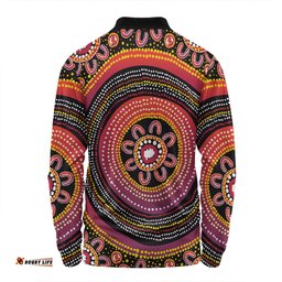 Australia Aboriginal Long Sleeve Polo Shirt - Aboriginal Dot Art Design Long Sleeve Polo Shirt