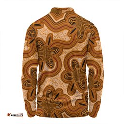 Australia Aboriginal Long Sleeve Polo Shirt - Aboriginal Art Background Connection Concept Long Sleeve Polo Shirt