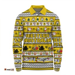 Western Australia Christmas Custom Long Sleeve Polo Shirt - Happy Chrissie Ugly Style Long Sleeve Polo Shirt