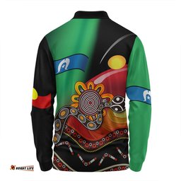 Australia Aboriginal Custom Long Sleeve Polo Shirt - The Rainbow Serpent Dreamtime Give Shape To The Earth Long Sleeve Polo Shirt