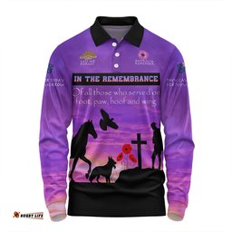 Australia Anzac Day Long Sleeve Polo Shirt - In remembrance of all those who served on foot paw hoof and wing Long Sleeve Polo Shirt