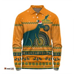 Australia Wallabies Christmas Custom Long Sleeve Polo Shirt - Ugly Xmas And Aboriginal Patterns For Die Hard Fan Long Sleeve Polo Shirt