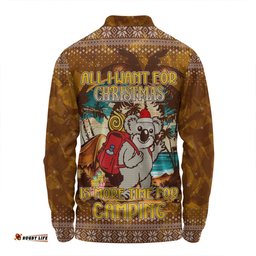 Australia Camping Christmas Long Sleeve Polo Shirt - All I Want For Xmas Is More Time For Camping Long Sleeve Polo Shirt