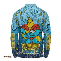 Gold Coast Titans Custom Long Sleeve Polo Shirt - Team With Dot And Star Patterns For Tough Fan Long Sleeve Polo Shirt