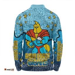 Gold Coast Titans Custom Long Sleeve Polo Shirt - Team With Dot And Star Patterns For Tough Fan Long Sleeve Polo Shirt