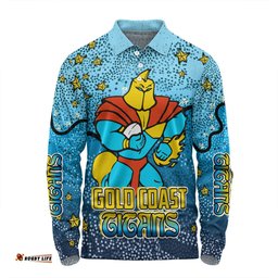 Gold Coast Titans Custom Long Sleeve Polo Shirt - Team With Dot And Star Patterns For Tough Fan Long Sleeve Polo Shirt