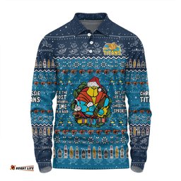 Gold Coast Titans Christmas Custom Long Sleeve Polo Shirt - Chrissie Spirit Long Sleeve Polo Shirt