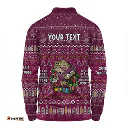 Queensland Cane Toads Christmas Custom Long Sleeve Polo Shirt - Chrissie Spirit Long Sleeve Polo Shirt