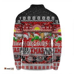 St. George Illawarra Dragons Christmas Aboriginal Custom Long Sleeve Polo Shirt - Indigenous Knitted Ugly Xmas Style Long Sleeve Polo Shirt