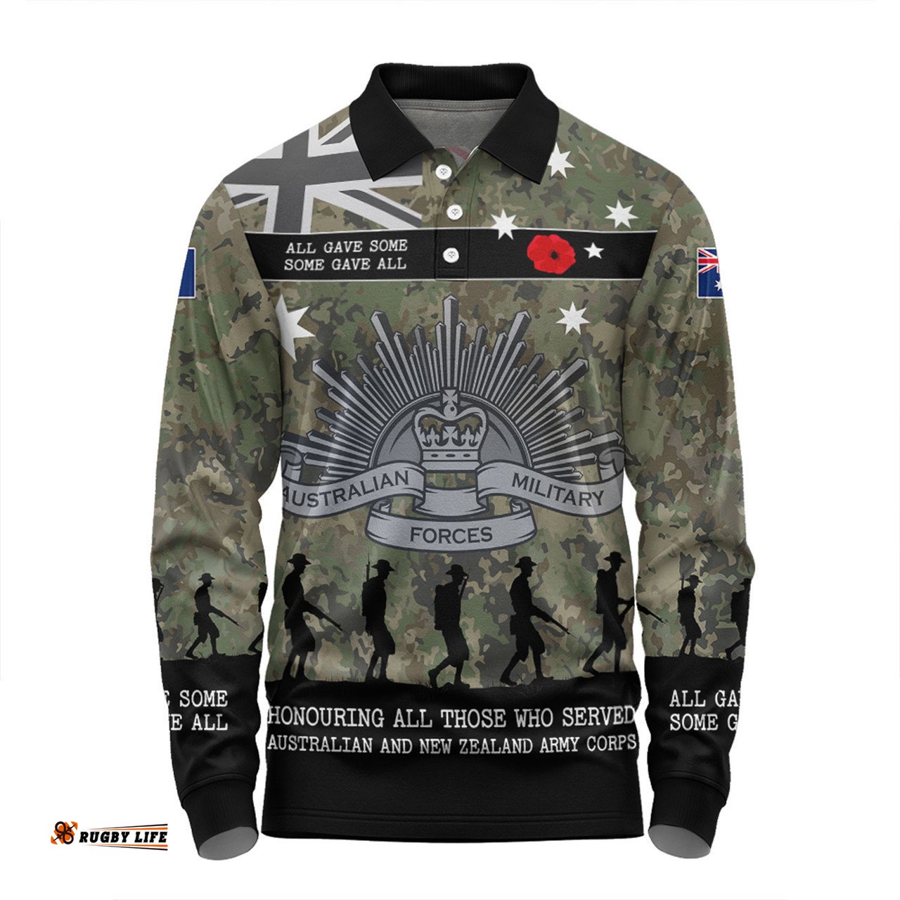 Australia Anzac Day Long Sleeve Polo Shirt - Australia and New Zealand Warriors All gave some Some Gave All Long Sleeve Polo Shirt